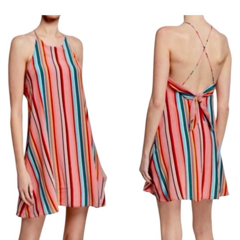 NWT Alice + Olivia Striped Halter Mini Dress